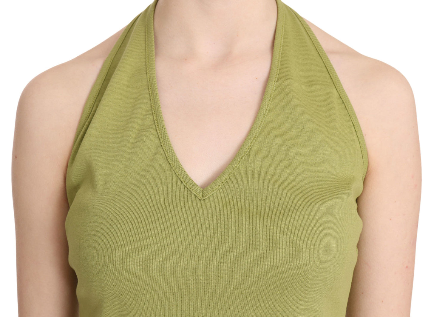 GF Ferre Green Halter Cotton Sleeveless Casual Tank Top Blouse
