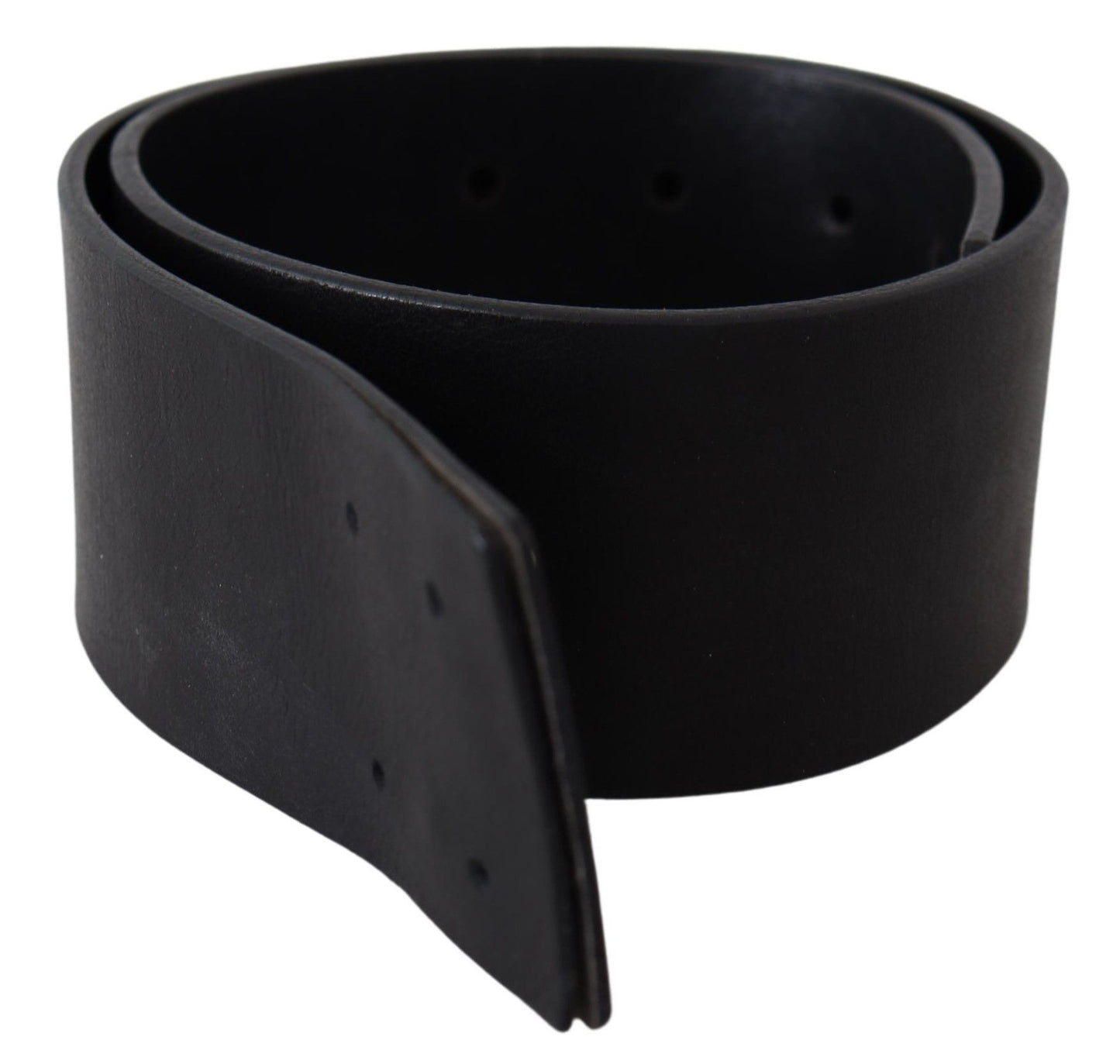 GF Ferre Black Genuine Leather Wide Logo Waist Belt