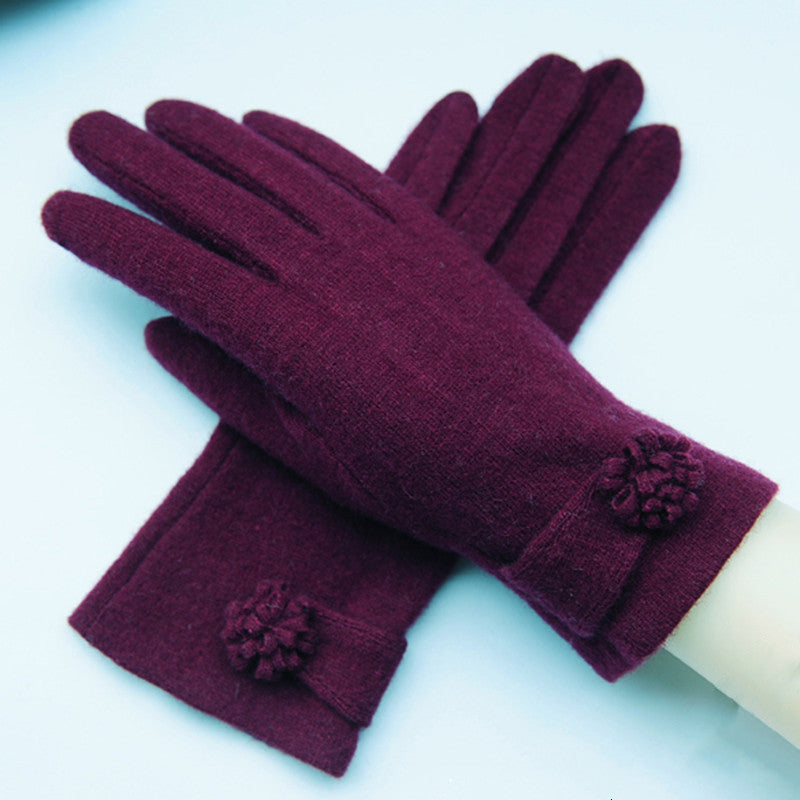 Single Layer Wool Warm Ladies Gloves For Autumn And Winter