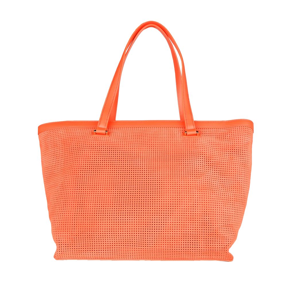 Cavalli Class Orange Calfskin Handbag