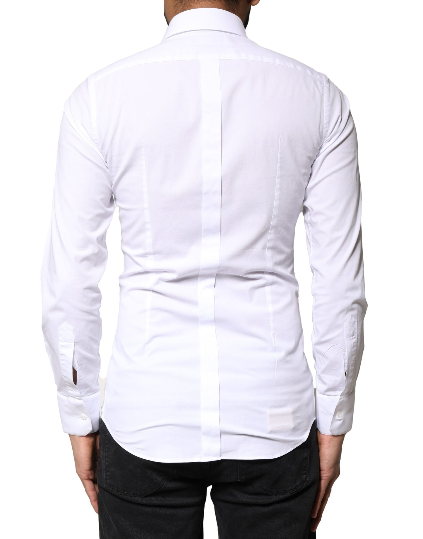 Dolce & Gabbana White GOLD Cotton Long Sleeves Dress Shirt