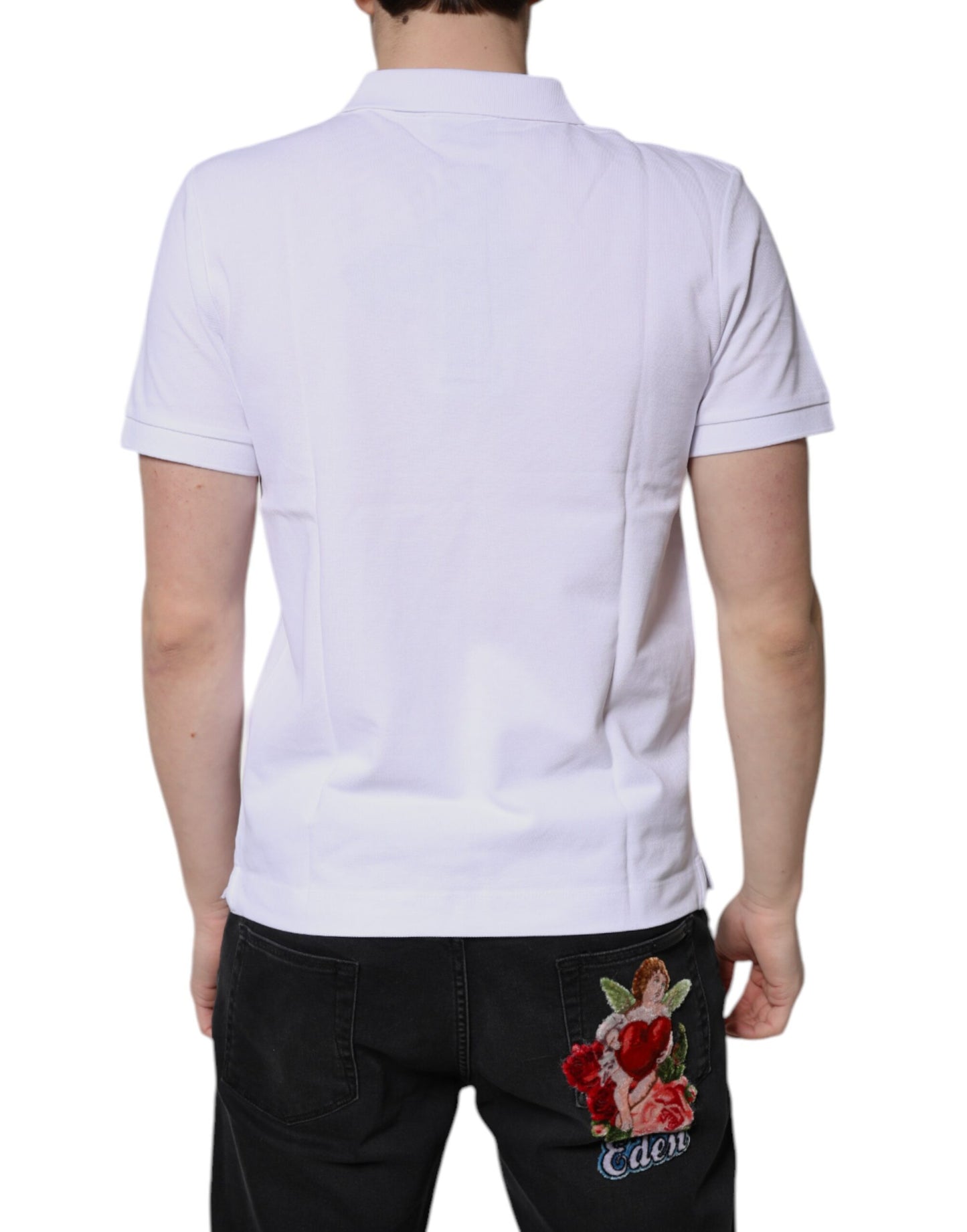 Dolce & Gabbana White Cotton Crown Collared Men Polo T-shirt