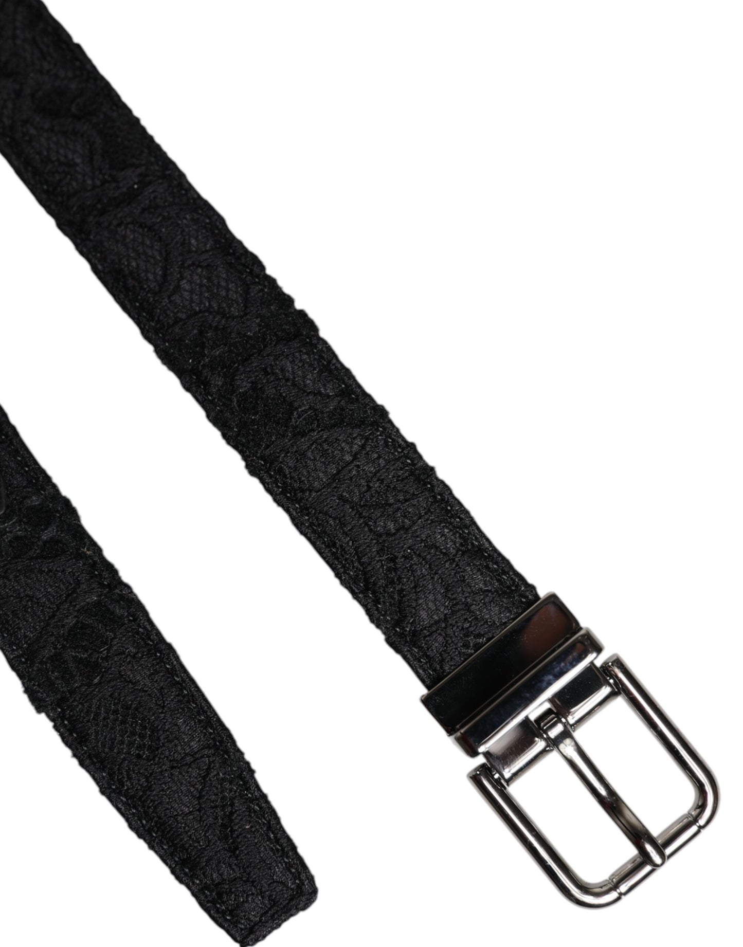 Dolce & Gabbana Black Cotton Blend Silver Metal Buckle Belt