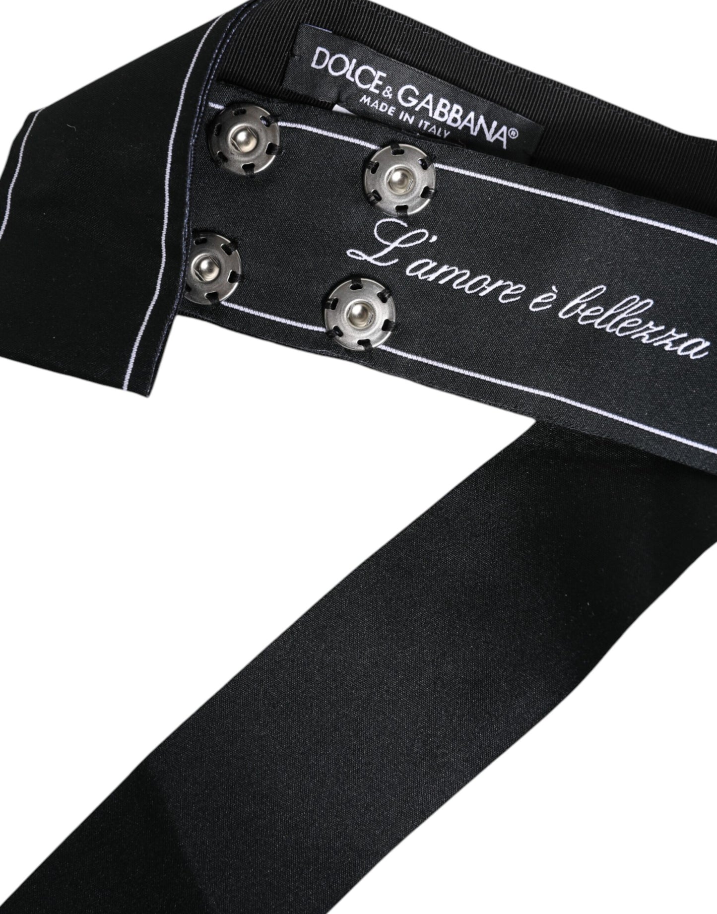 Dolce & Gabbana Black Waist Ribbon Wide Bow Logo Belt