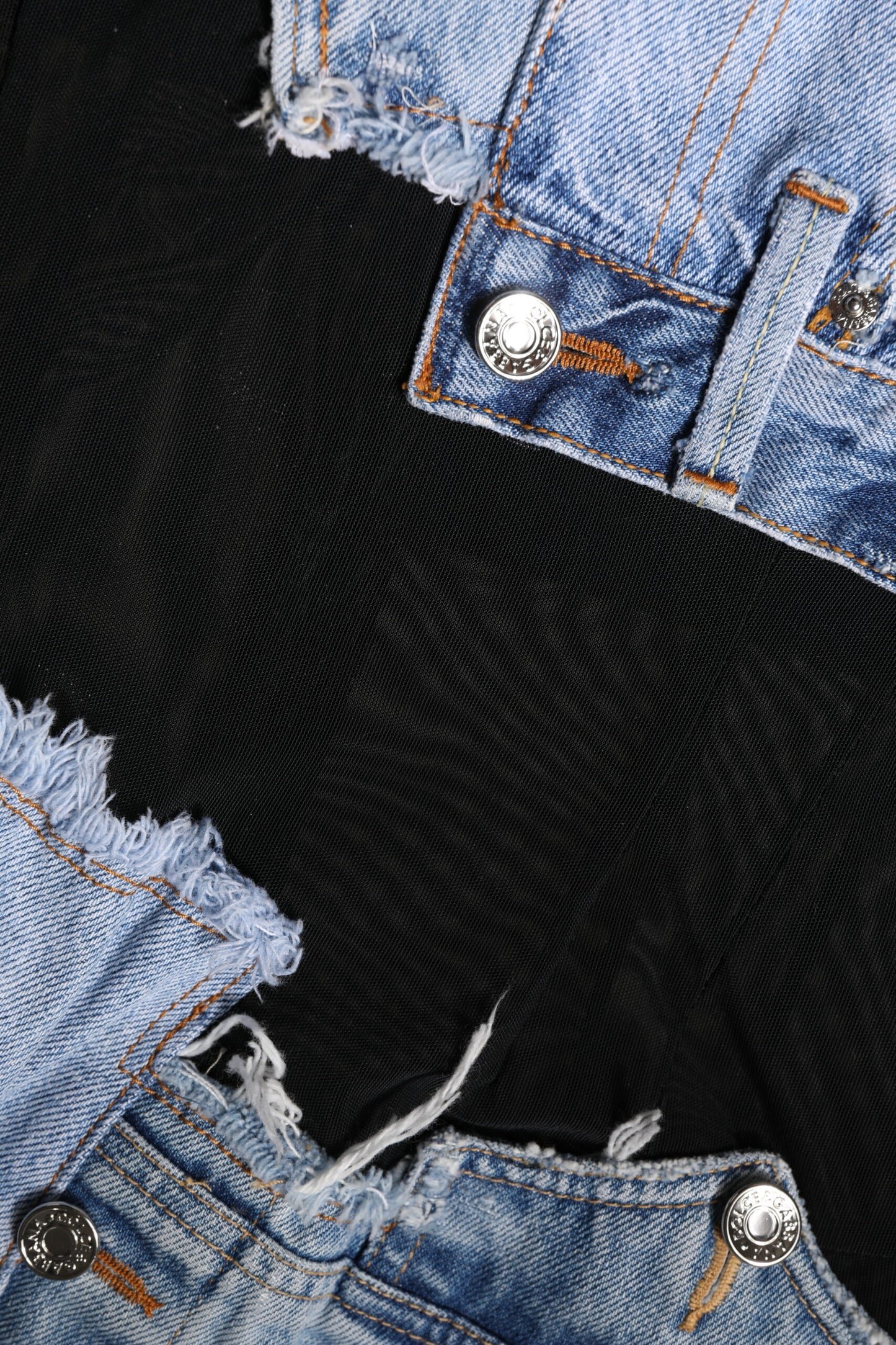 Dolce & Gabbana Black Blue Sleeveless Denim Mini Dress