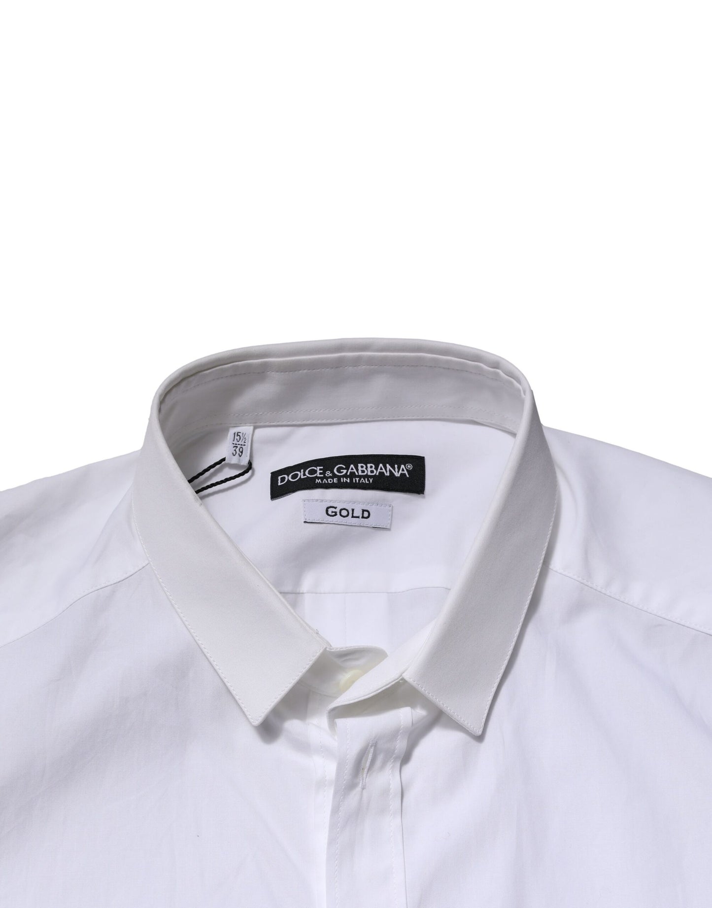 Dolce & Gabbana White Cotton GOLD Long Sleeves Formal Shirt