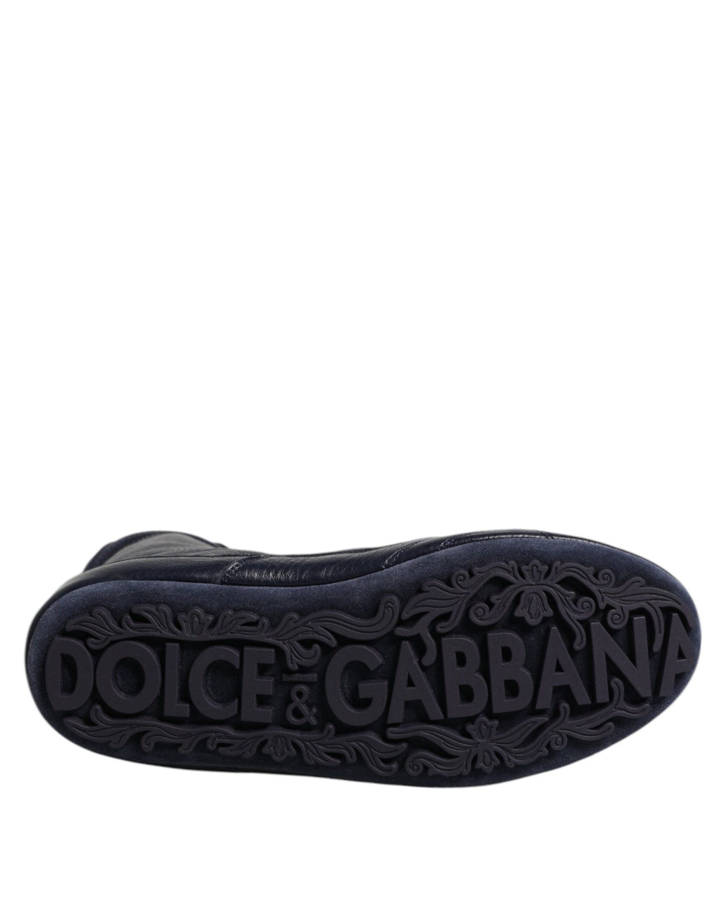 Dolce & Gabbana Dark Blue Leather KING High Top Sneakers Shoes