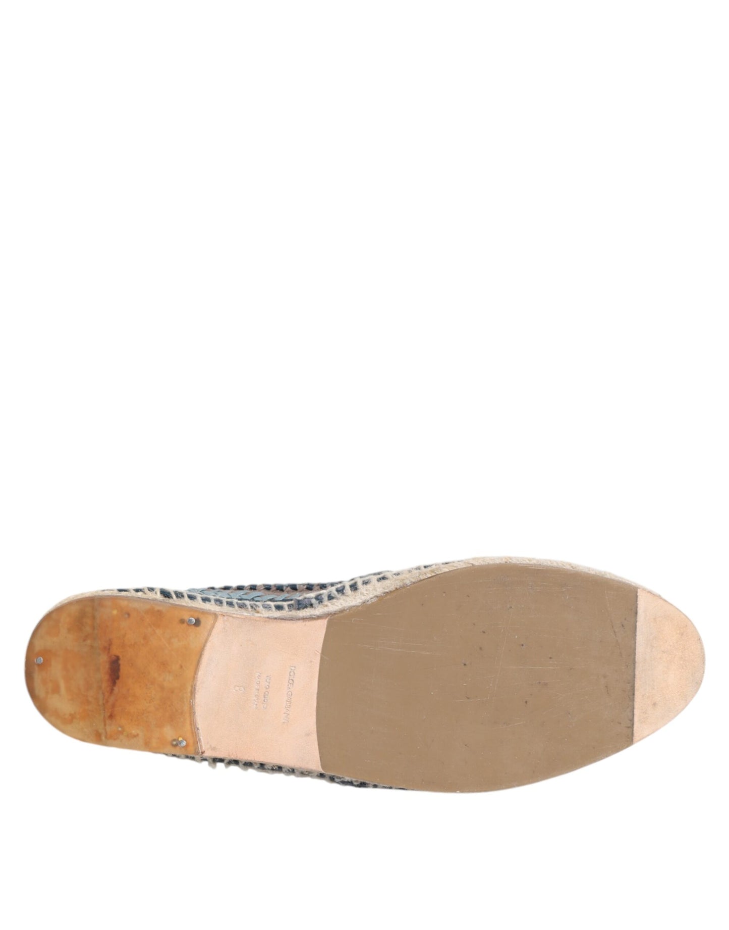 Dolce & Gabbana Blue Gray Woven Leather Buffalo Espadrille Shoes