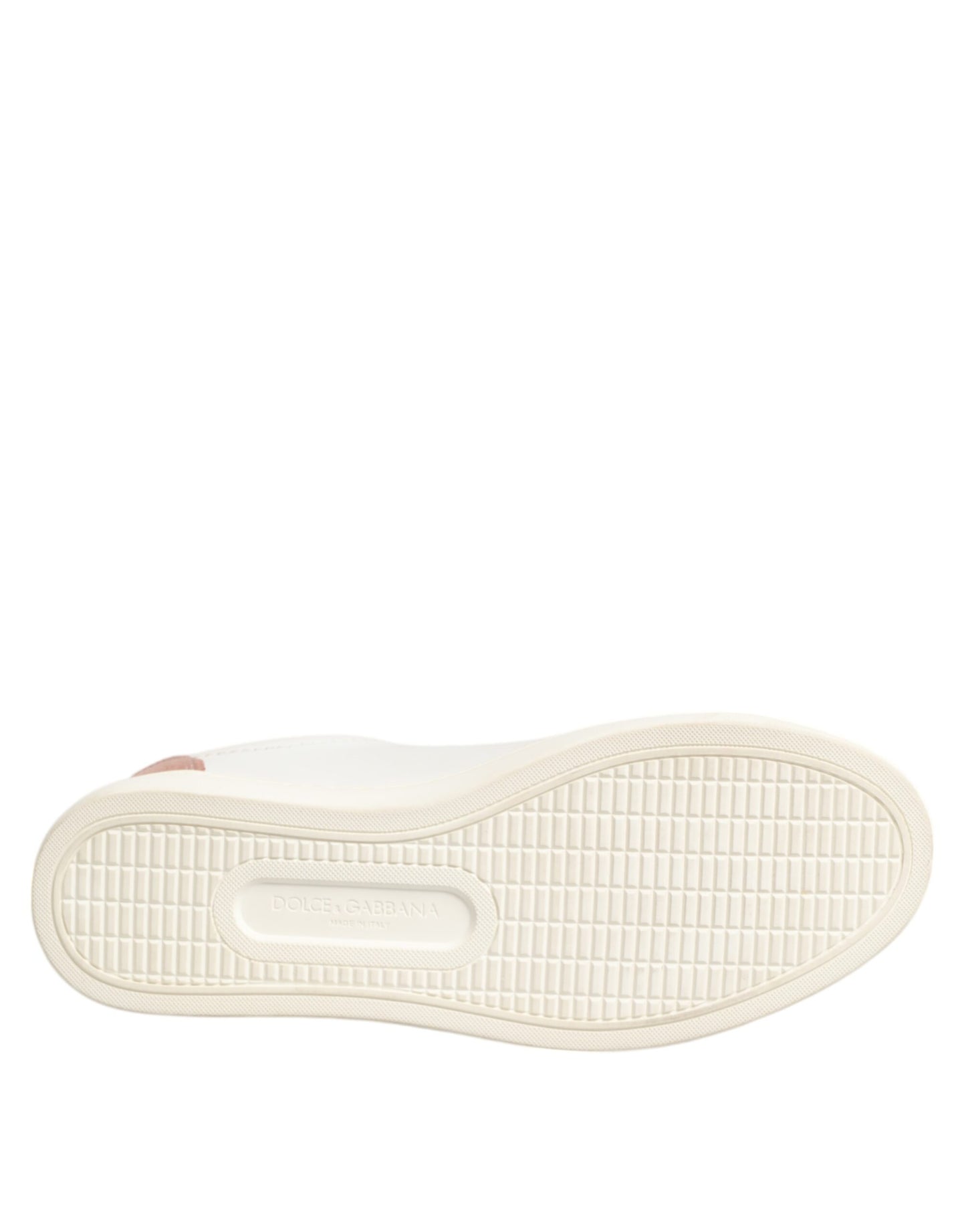 Dolce & Gabbana White Pink Leather Low Top Sneakers Shoes