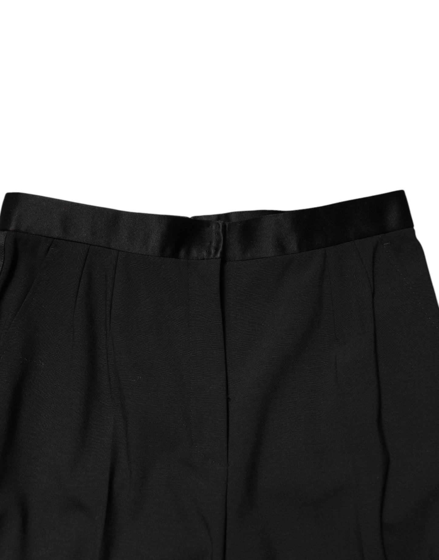 Dolce & Gabbana Black Wool HighWaist Tapered Trouser Pants