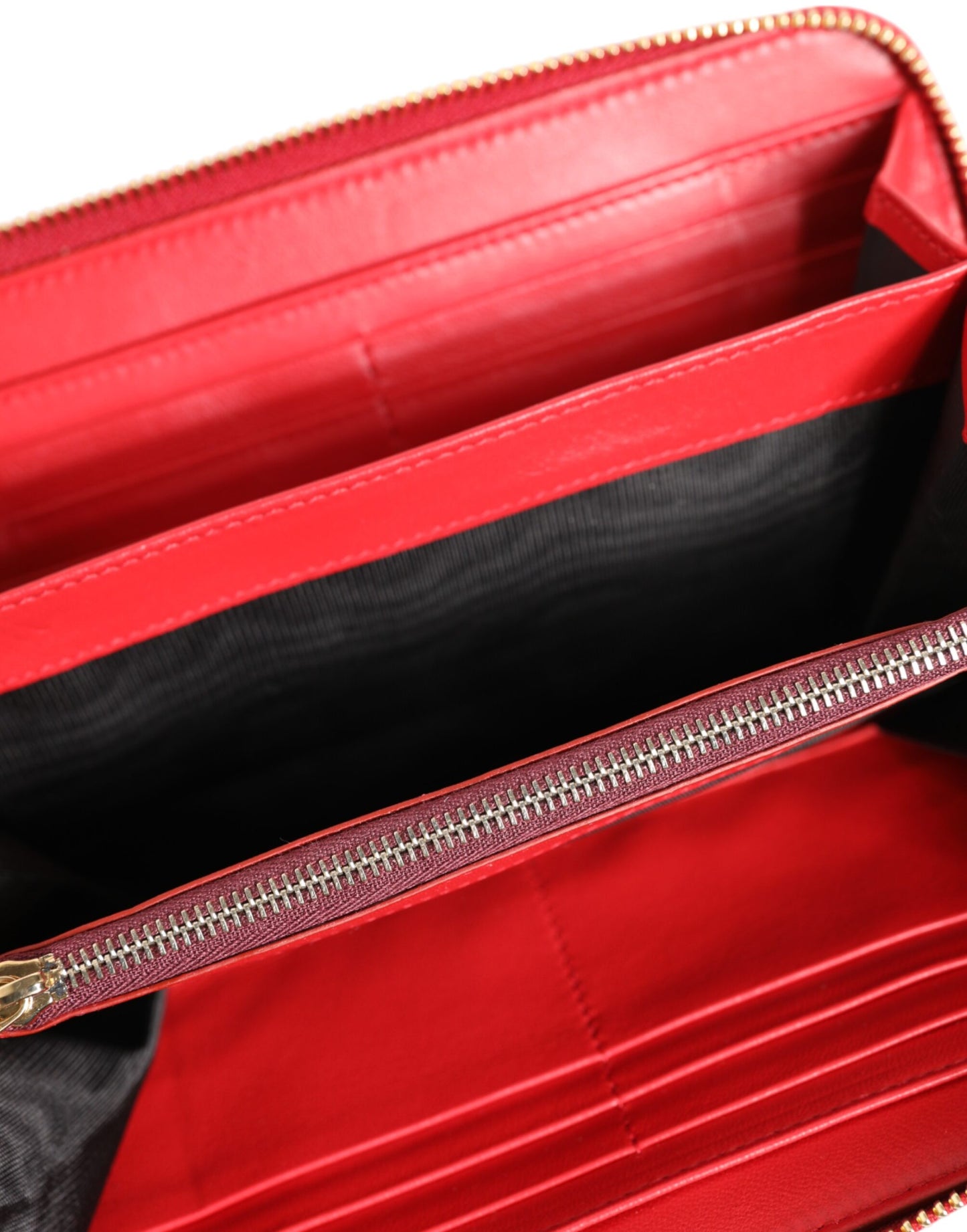 Dolce & Gabbana Red Exotic Leather Zip Around Continental Clutch Wallet