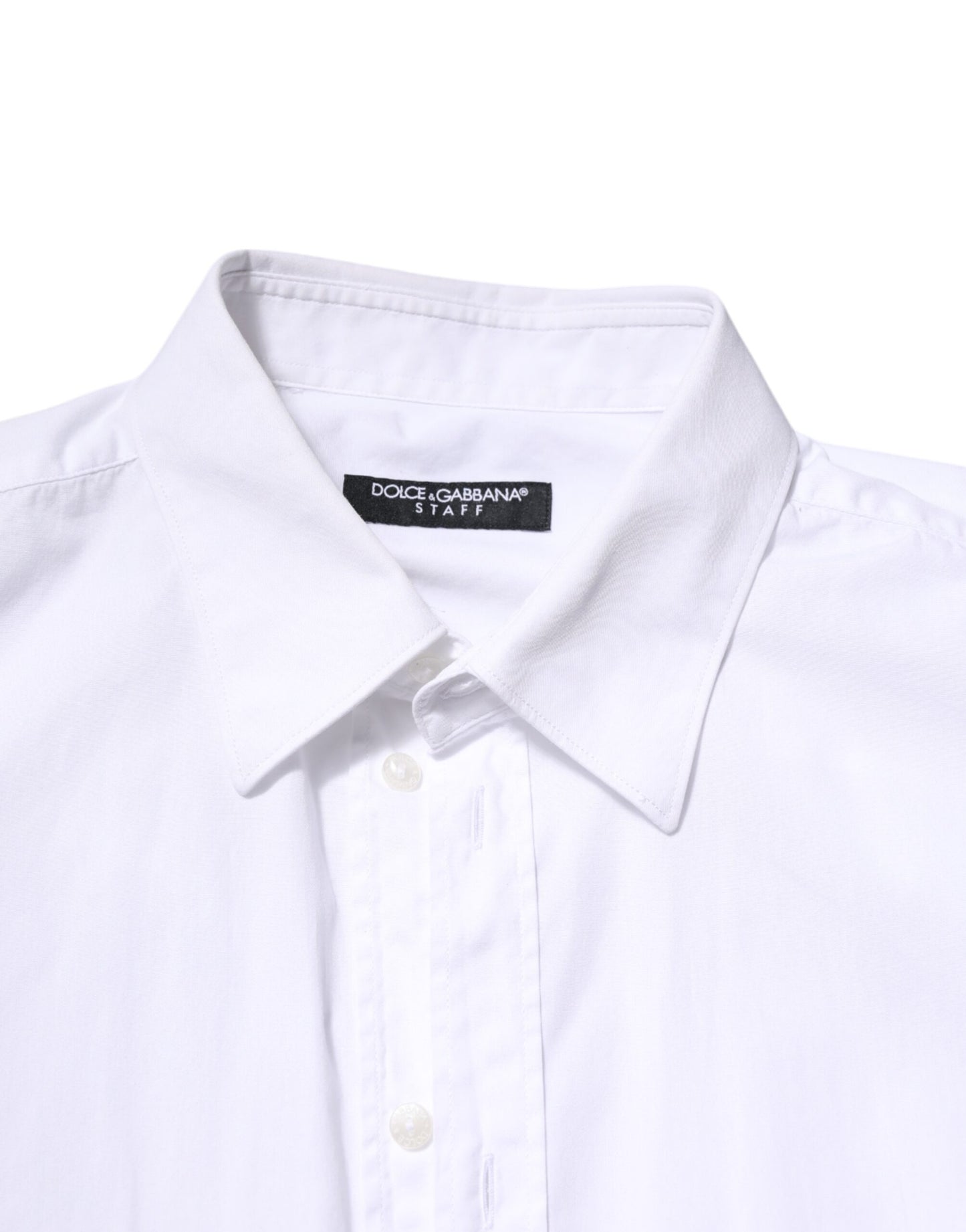 Dolce & Gabbana White Cotton STAFF Long Sleeves Forma Shirt