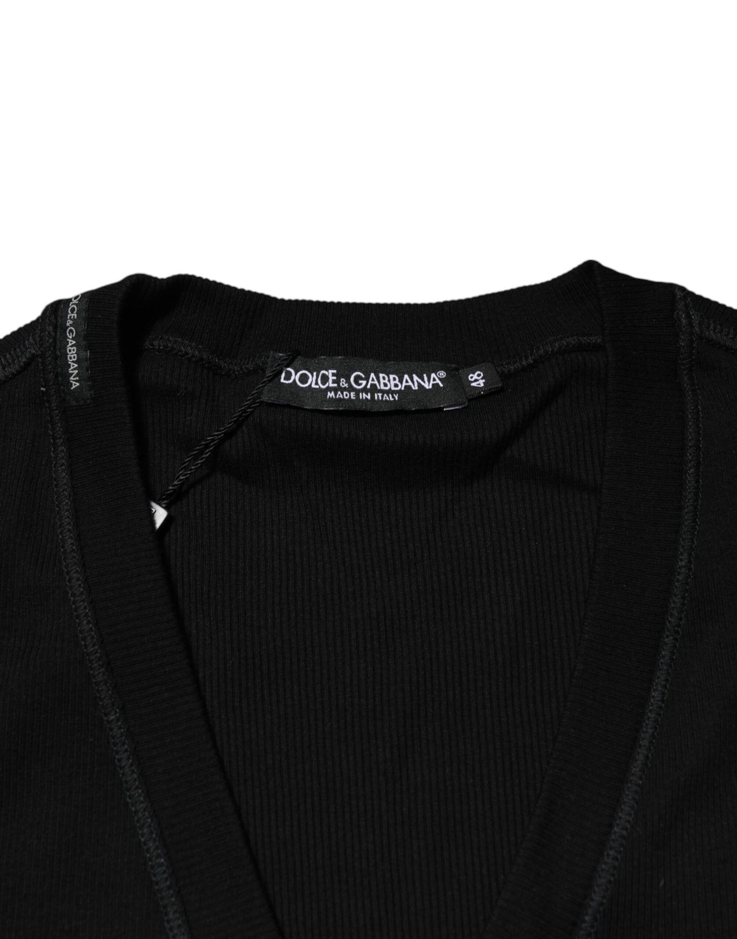 Dolce & Gabbana Black Cotton Button Up Men Cardigan Sweater