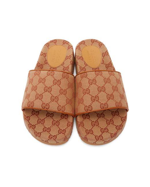 GUCCI MAXI GG Canvas Slides Sandal