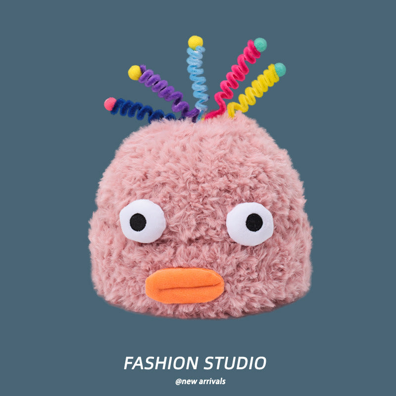 Casual Cute Sleeve Cap Warm, Comfortable And Breathable Plush Bonnet