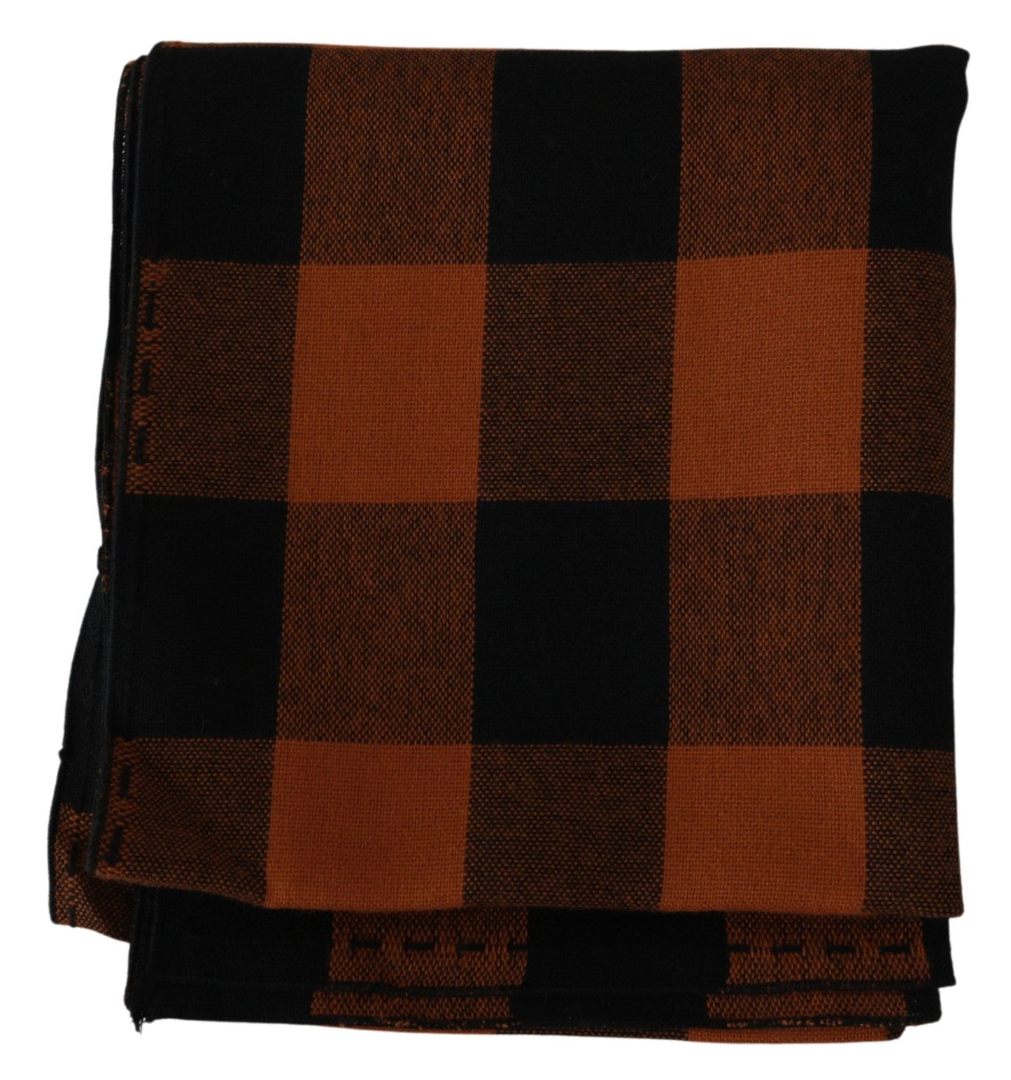 Costume National Orange Check Neck Wrap Shawl Scarf