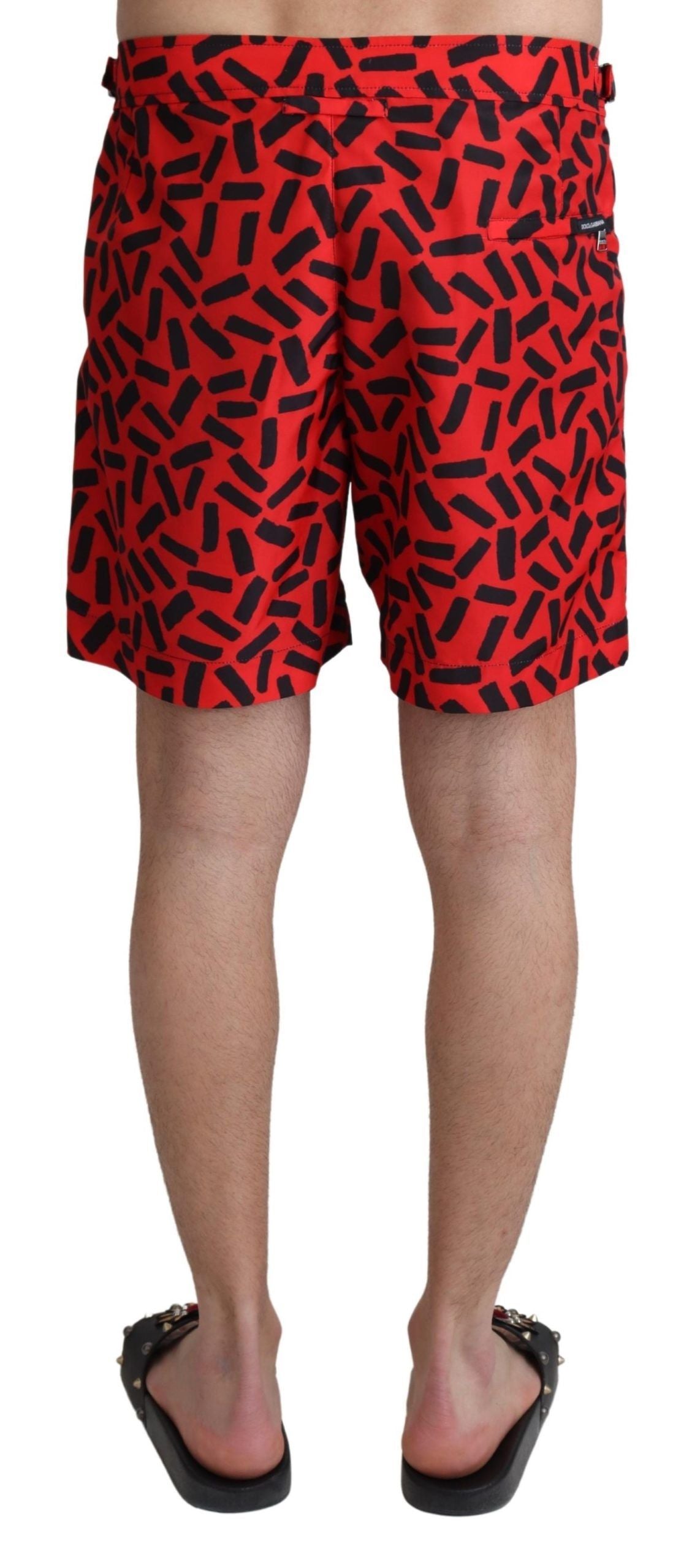 Dolce & Gabbana Red Patterned Beachwear Shorts Swimwear