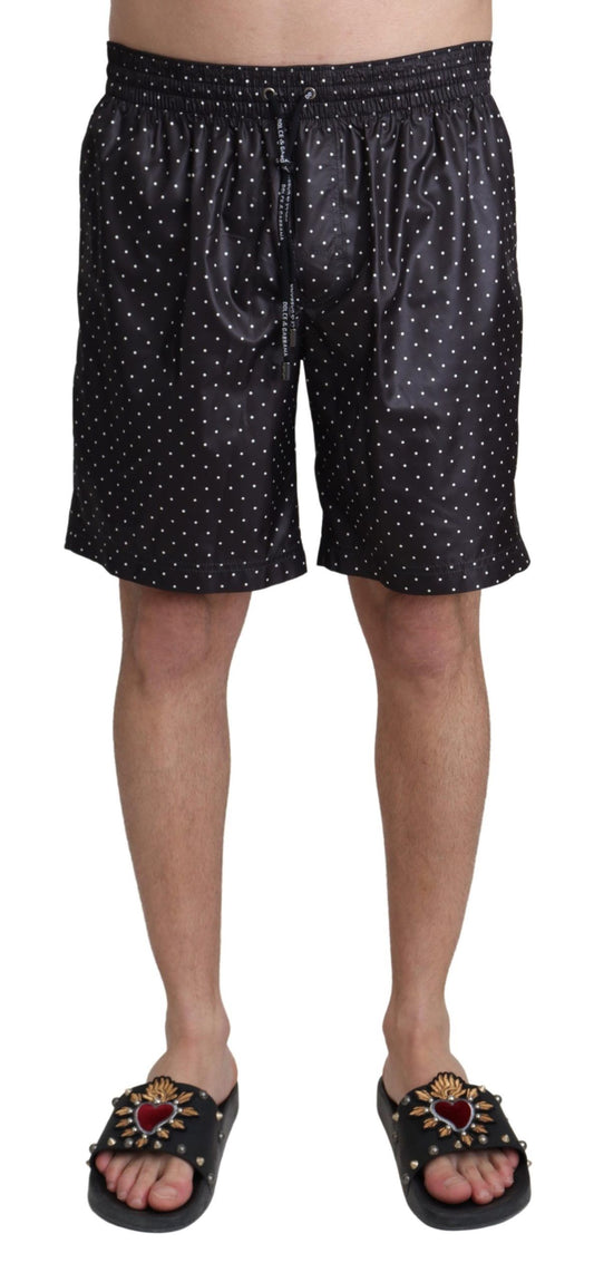 Dolce & Gabbana Black Polka Dot Print Beachwear Swimwear