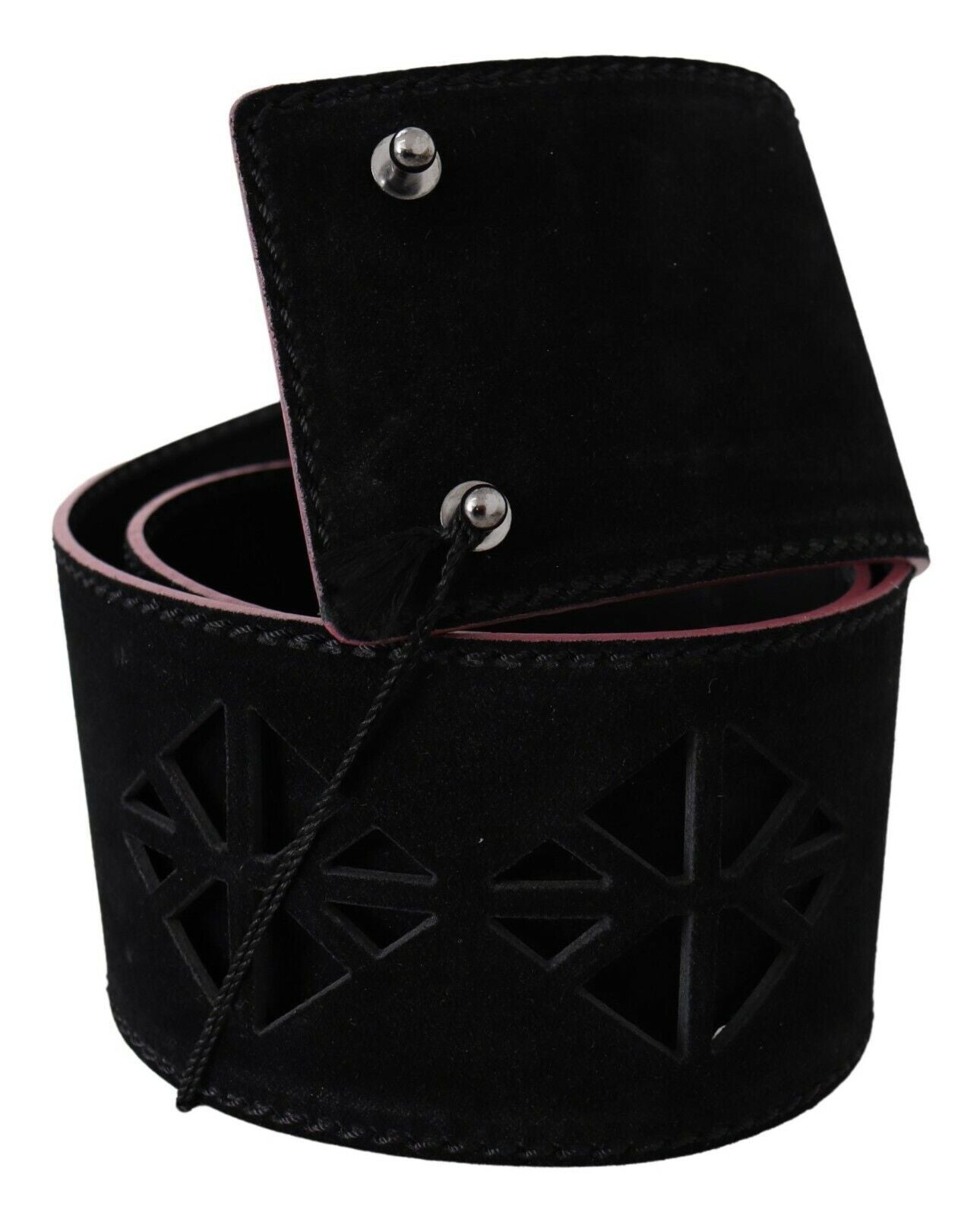 Costume National Black Leather Wide Waist Studded Women Belt