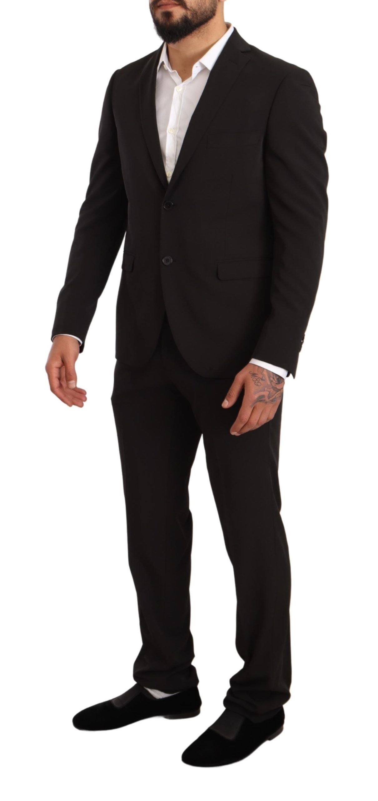 Domenico Tagliente Black Polyester Slim 2 Piece Set TAGLIENTE Suit