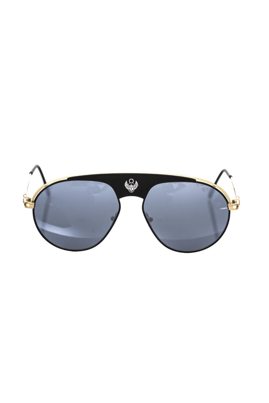 Frankie Morello Black Metallic Fiber Men Sunglasses