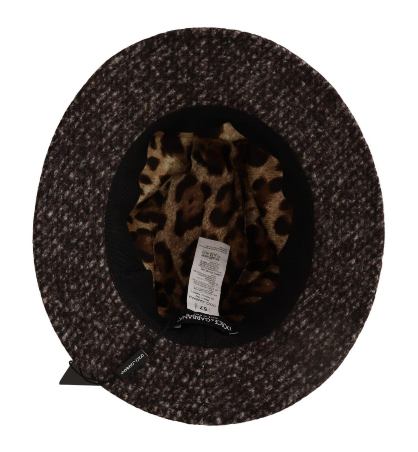 Dolce & Gabbana Gray Melange Blended Textured Tweed Hat