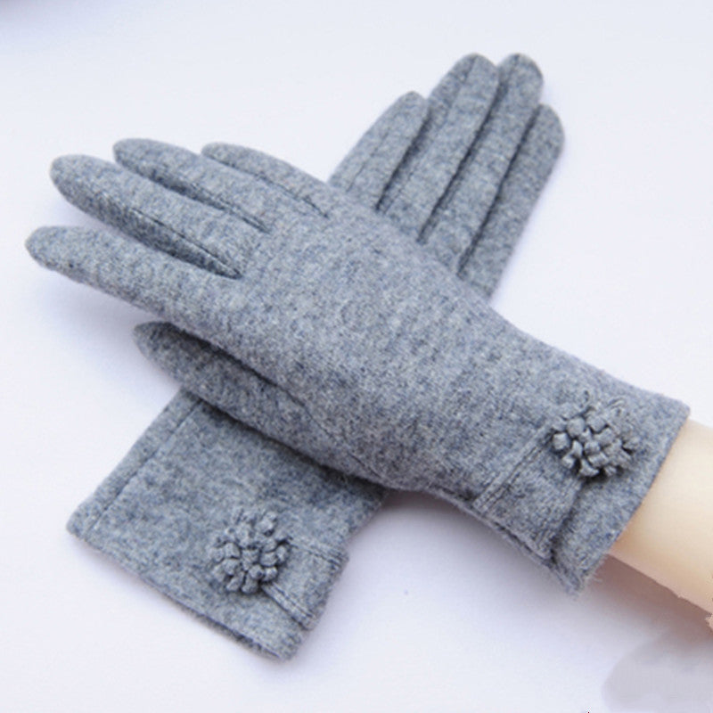 Single Layer Wool Warm Ladies Gloves For Autumn And Winter