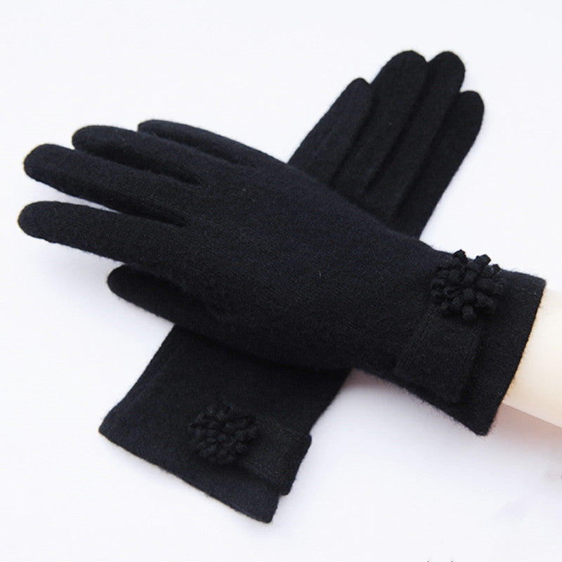 Single Layer Wool Warm Ladies Gloves For Autumn And Winter
