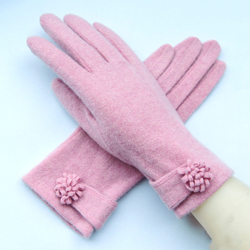 Single Layer Wool Warm Ladies Gloves For Autumn And Winter