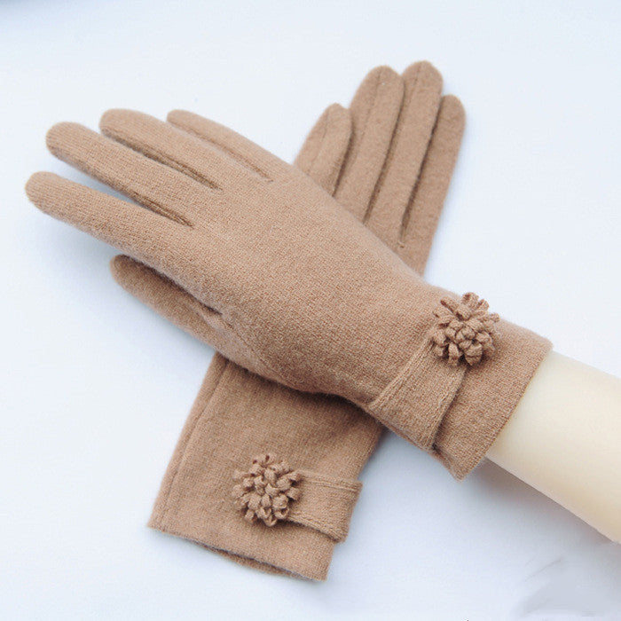 Single Layer Wool Warm Ladies Gloves For Autumn And Winter