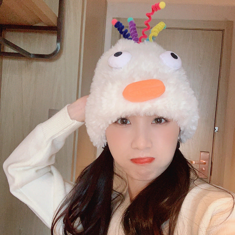 Casual Cute Sleeve Cap Warm, Comfortable And Breathable Plush Bonnet