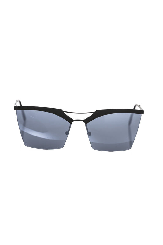 Frankie Morello Black Metallic Fiber Women Sunglass