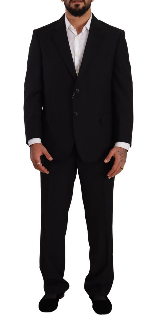 Domenico Tagliente Black Polyester Single Breasted Formal Suit