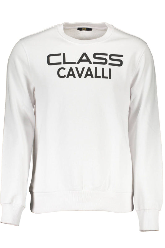 Cavalli Class White Cotton Sweatshirt