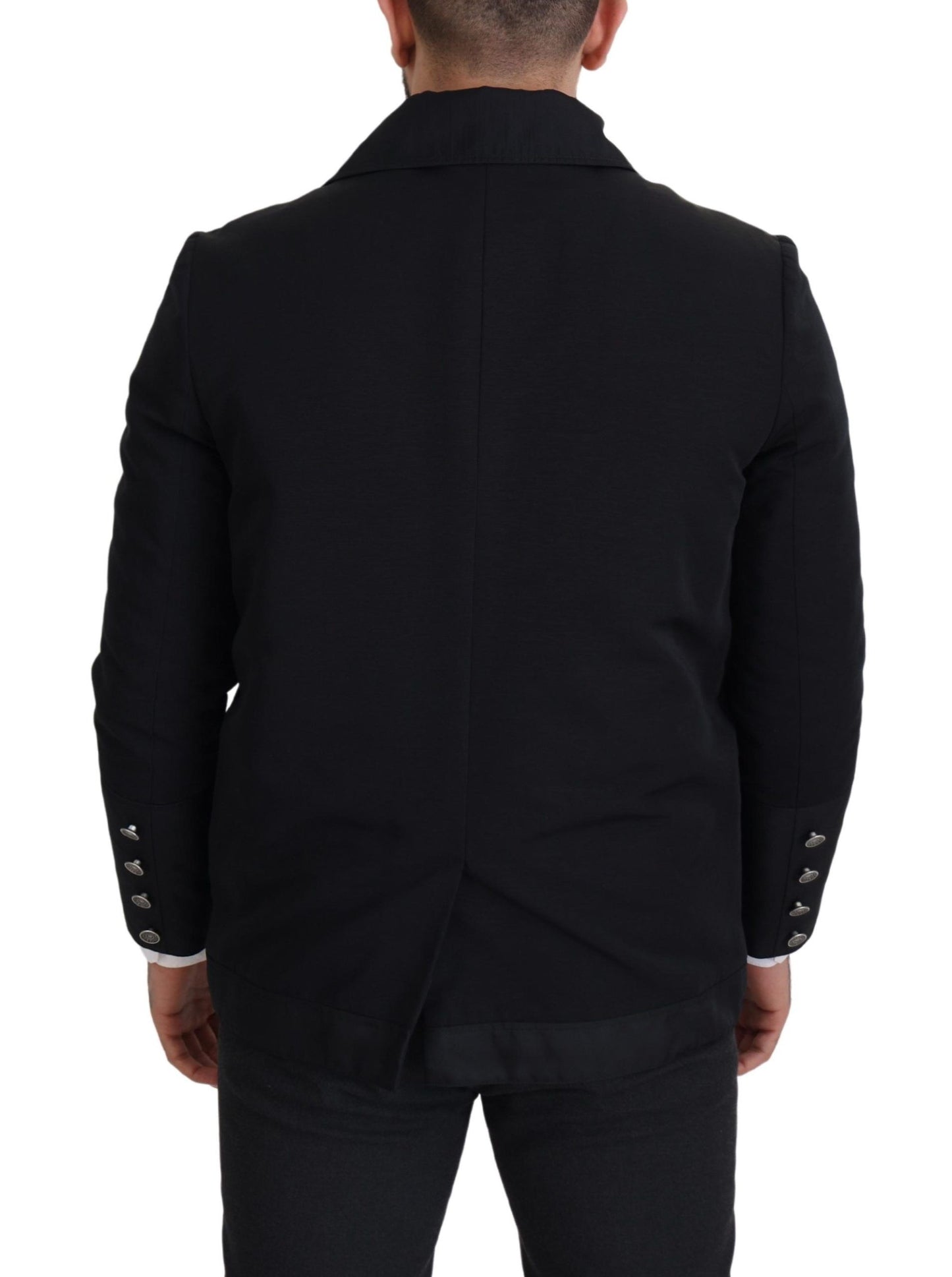 Dolce & Gabbana Black Wool Collared Full Zip Jacket