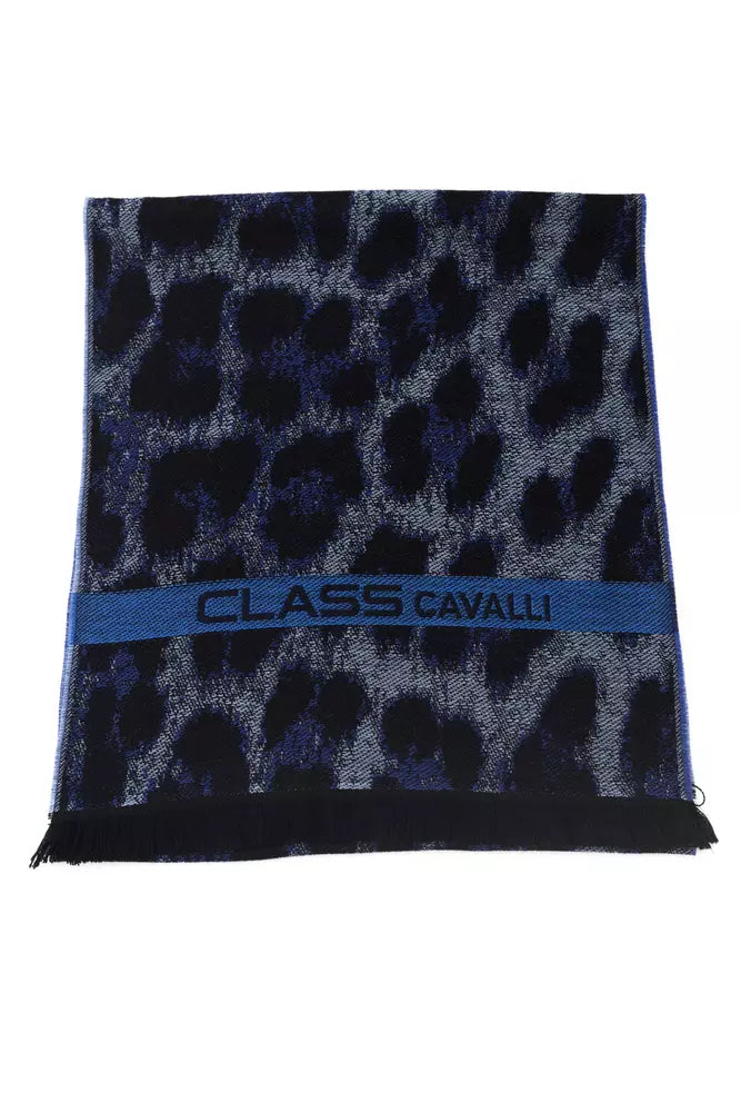 Cavalli Class Blue Wool Scarf