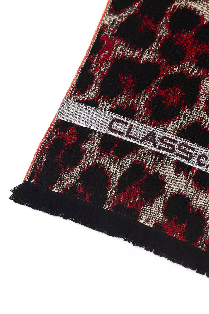 Cavalli Class Burgundy Wool Scarf