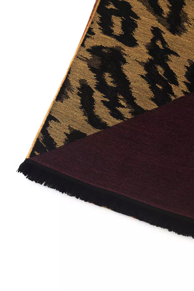 Cavalli Class Brown Wool Scarf