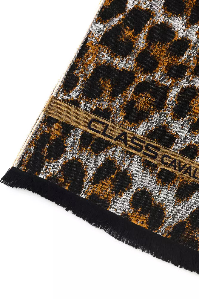 Cavalli Class Brown Wool Scarf