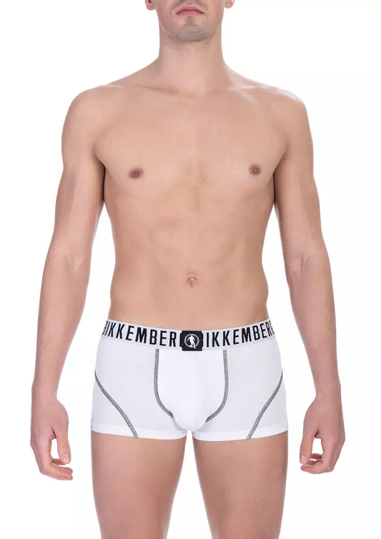 Bikkembergs White Cotton Men Trunk Underwear Twin Pack