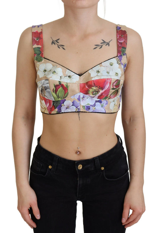 Dolce & Gabbana Multicolor Floral Cropped Bustier Corset Top