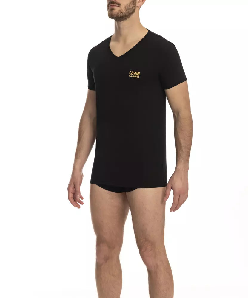 Cavalli Class Black Cotton T-Shirt