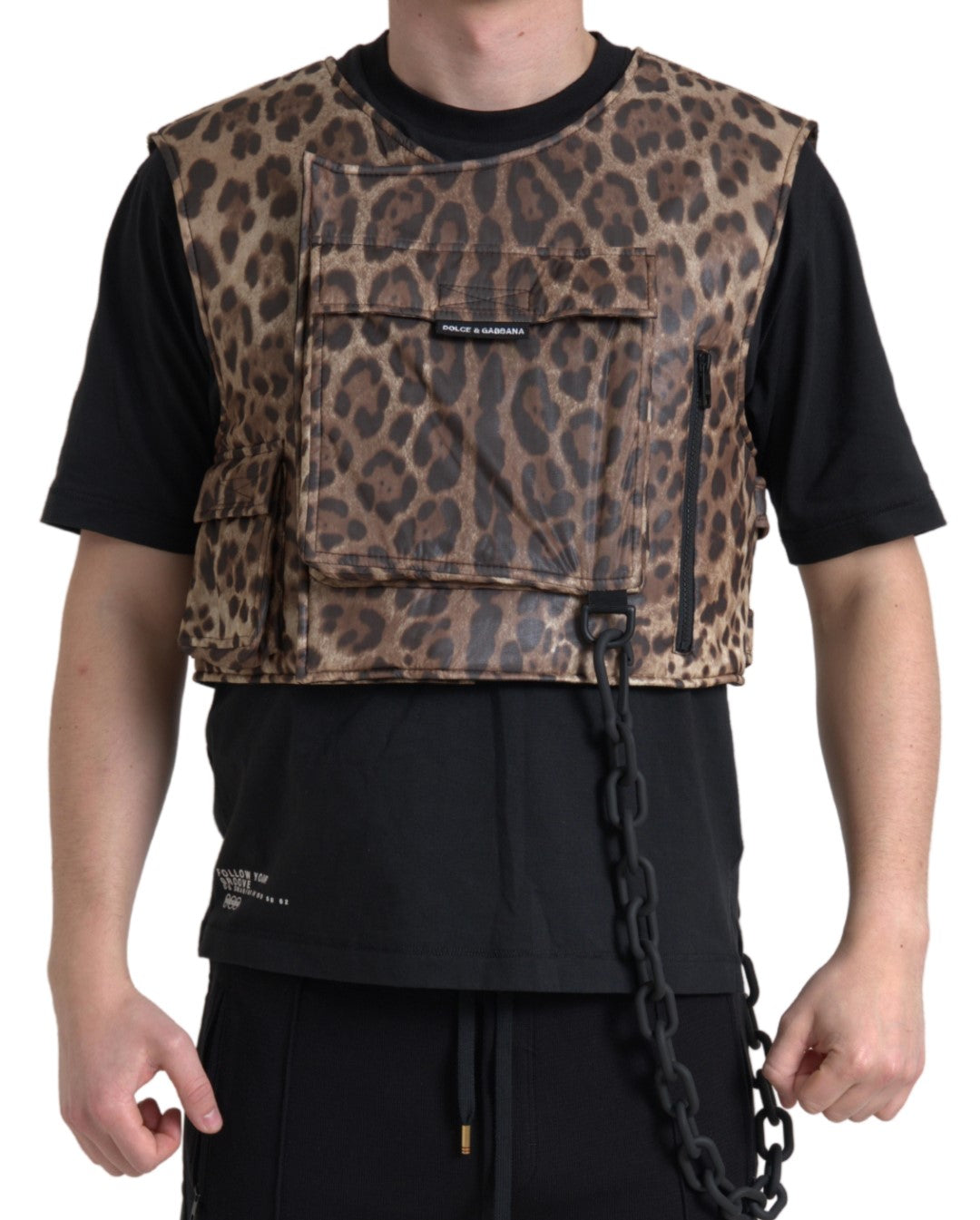 Dolce & Gabbana Brown Leopard Silk Sleeveless Sportswear
