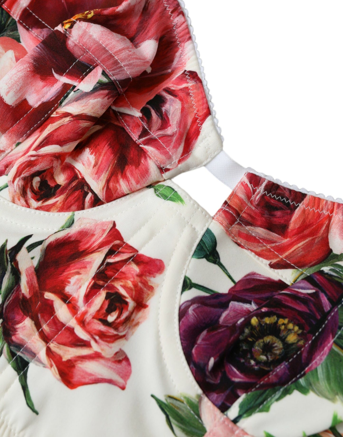 Dolce & Gabbana Multicolor Floral Sleeveless Bustier Crop Top
