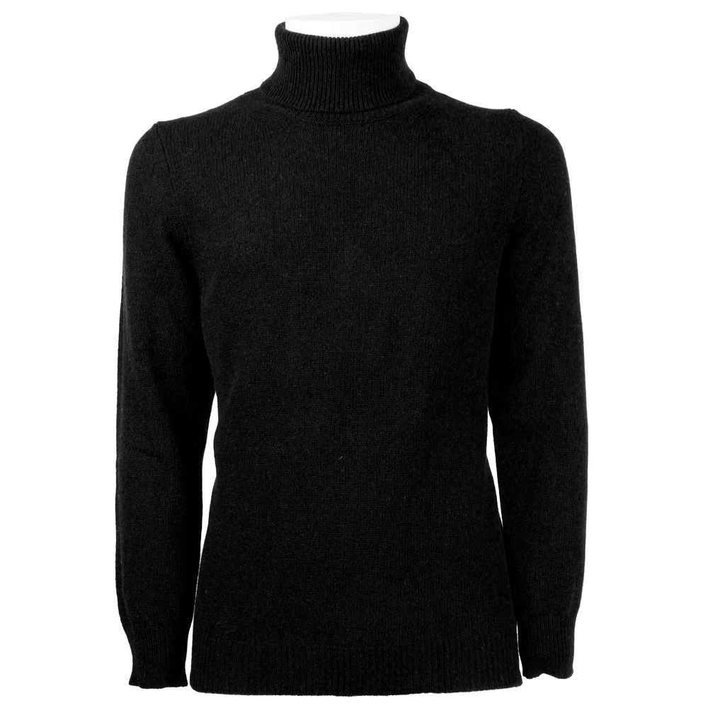 Emilio Romanelli Black Cashmere Men Turtleneck Sweater