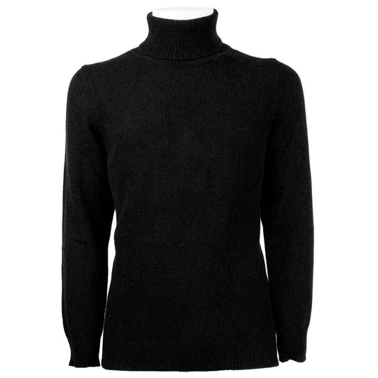 Emilio Romanelli Black Cashmere Men Turtleneck Sweater