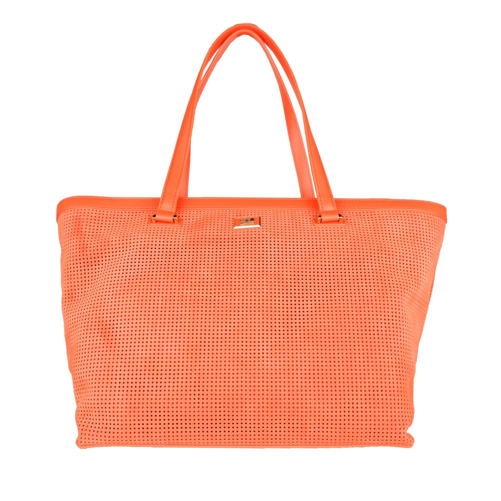 Cavalli Class Orange Calfskin Handbag