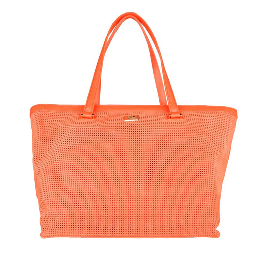 Cavalli Class Orange Calfskin Handbag