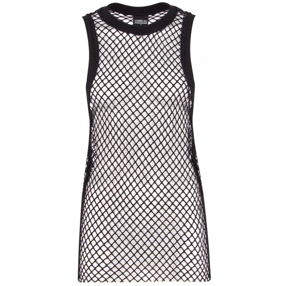 Comme Des Fuckdown Black Polyester Women's Mesh Tank Top