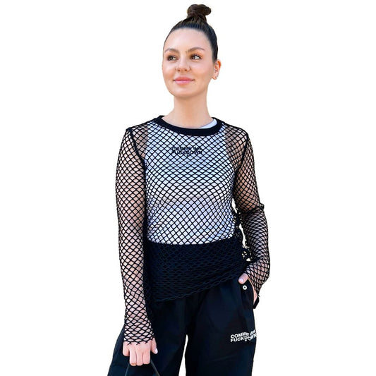 Comme Des Fuckdown Black Polyester Women's Long-Sleeved Top